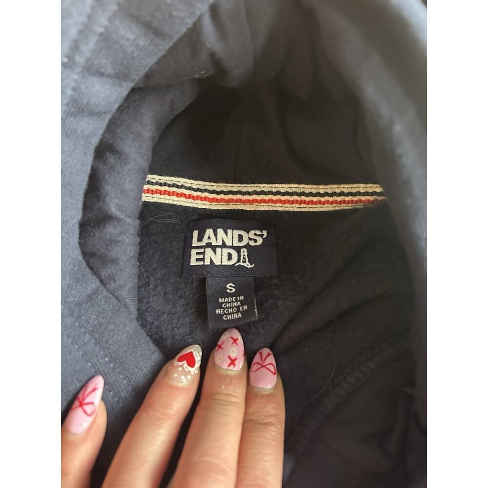 Lands' End Women’s S Navy Blue Hooded Lounger Sweater Dress Cozy Athleisure - Picture 8 of 10